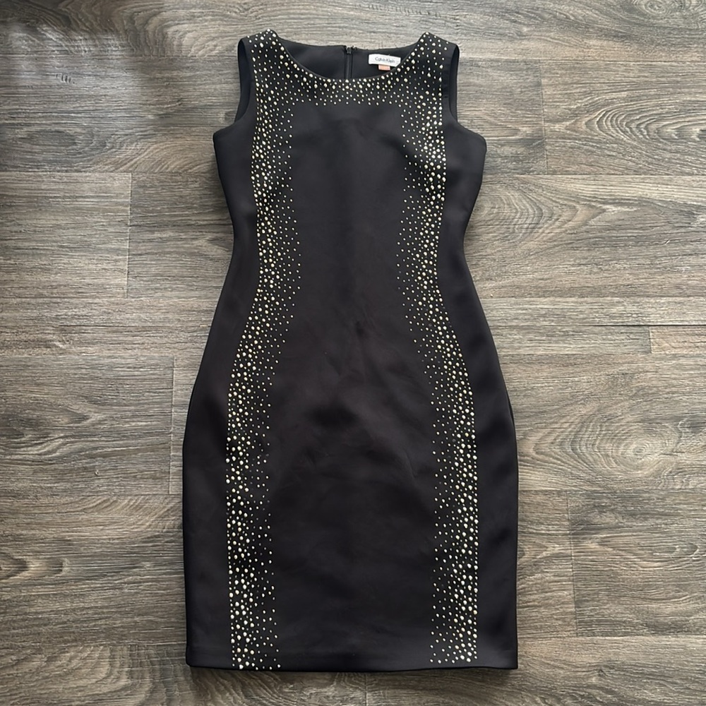 Calvin Klein Black and Gold Mini Dress